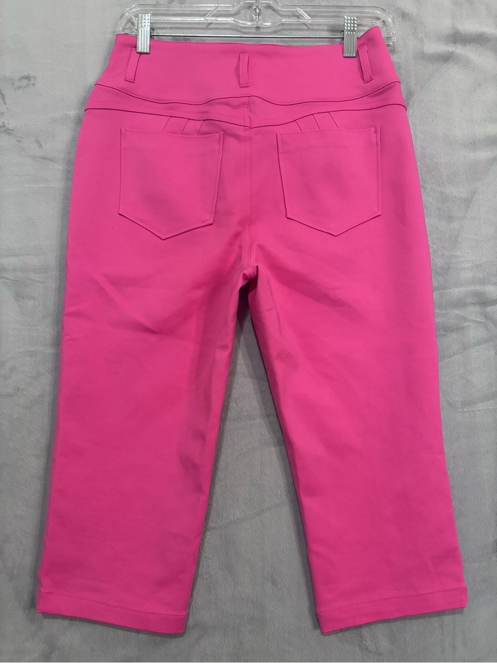 Flamingals Pink High Waist Capri Pants NWT Hip Cutout Skinny Crop Hot Pink M - Picture 6 of 10